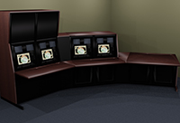 Benchmark Air Traffic Control Console with Monitor Turretts